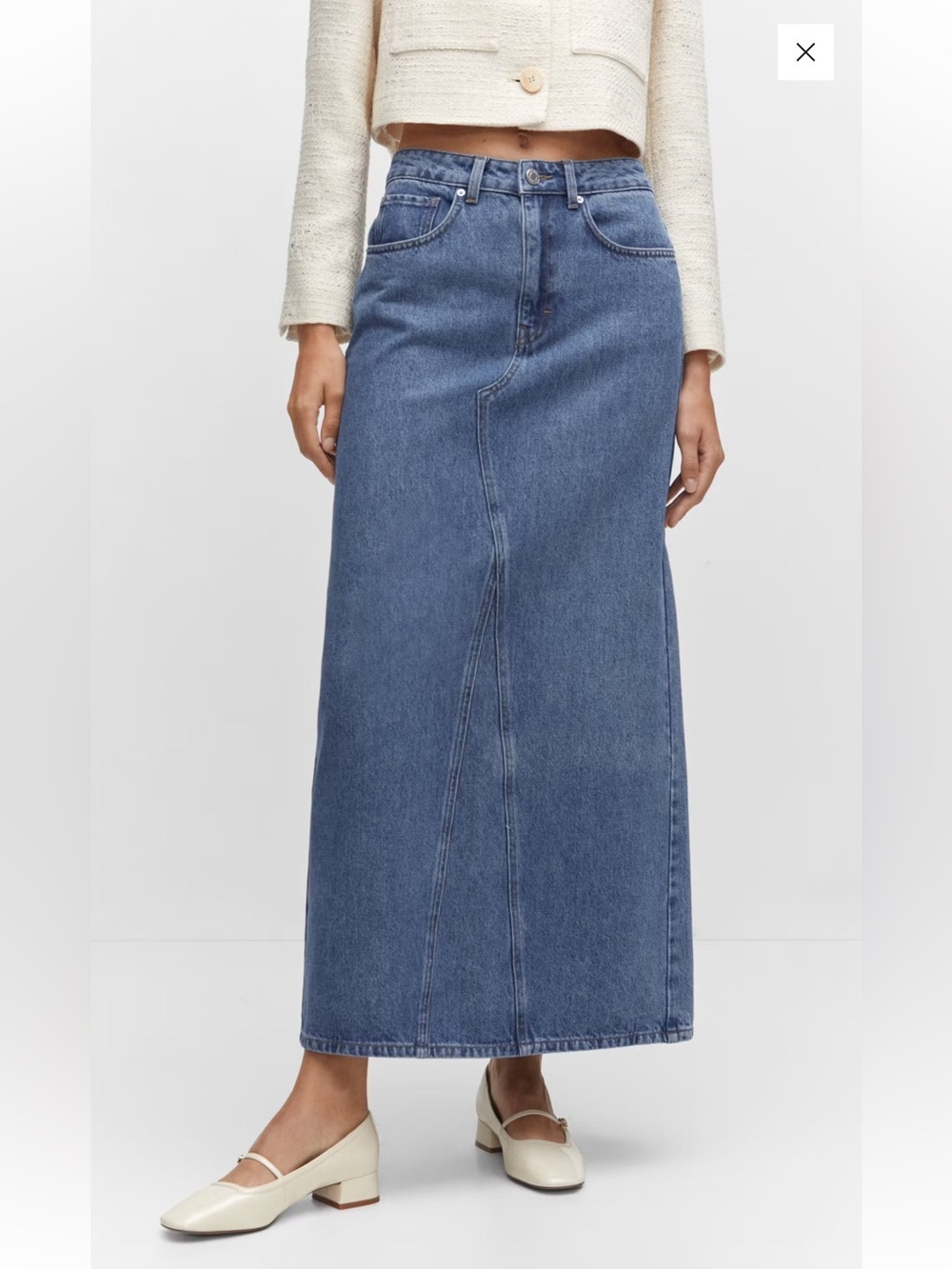 Mango Blue Denim Maxi Skirt Size M